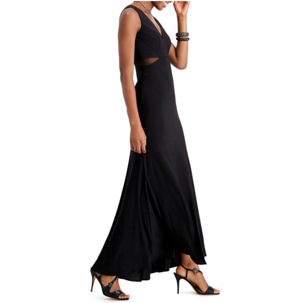 Women's V-Neck Mesh-Trim Sleeveless Gown Macy’s XSCAPE